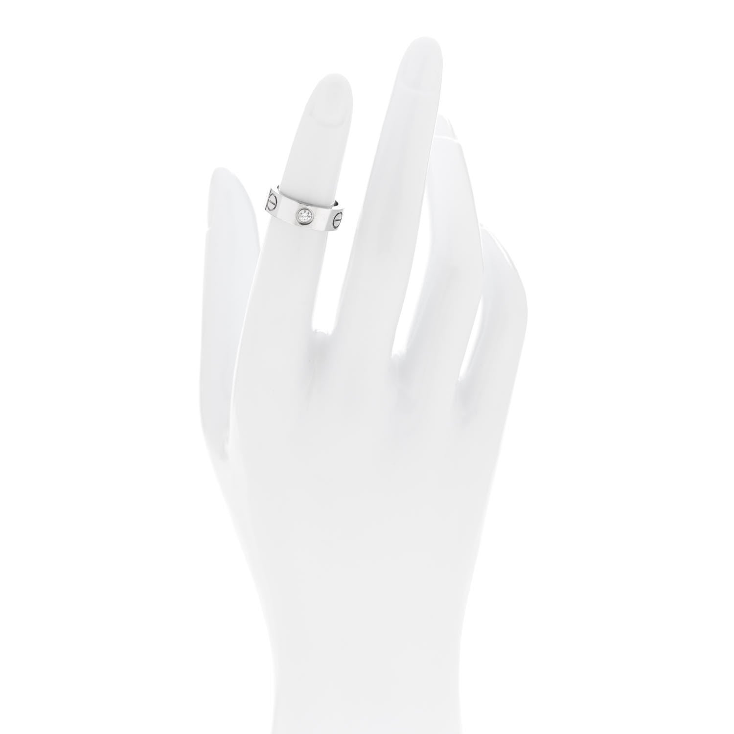 Cartier 18K White Gold 3 Diamond 5.5mm LOVE Ring 46 3.75 2 of 5