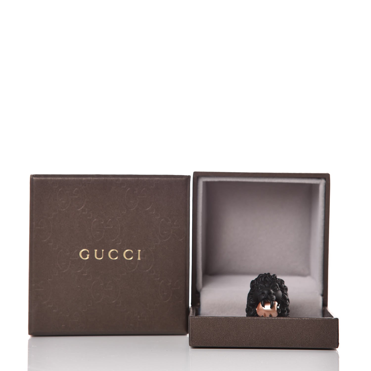 Gucci Glass Pearl Lion Head Ring 5.5 Black Pink 6 of 6