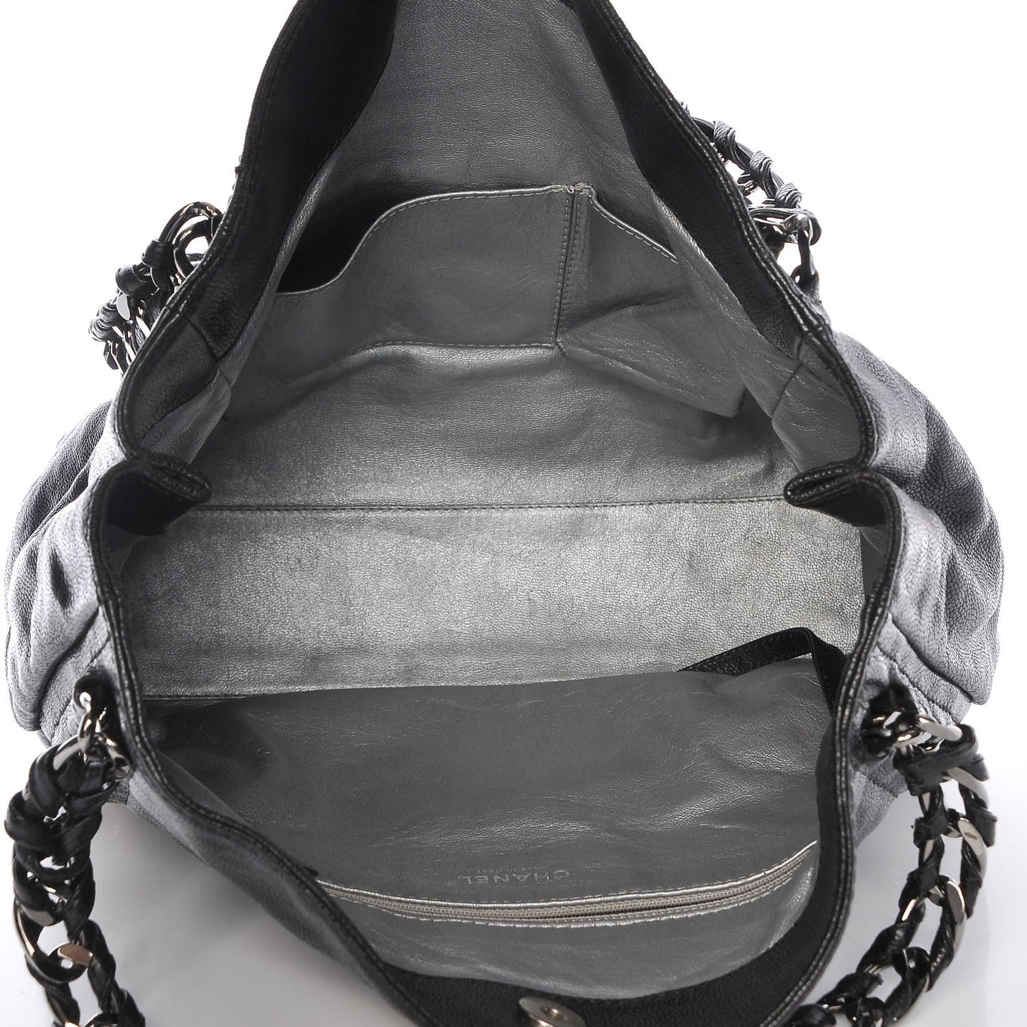 Glazed Caviar Modern Chain Tote Black