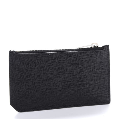 Saint Laurent Grained Calfskin 5 Fragments Zip Pouch Card Holder Black 3 of 8