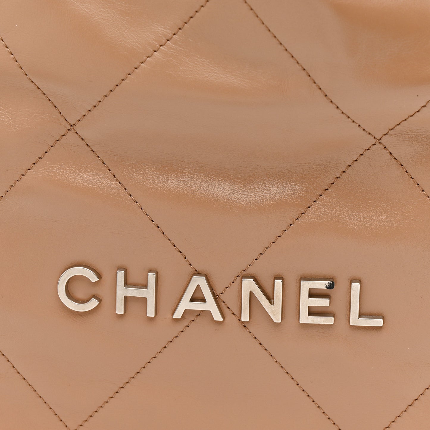 Shiny Calfskin Quilted Small Chanel 22 Beige