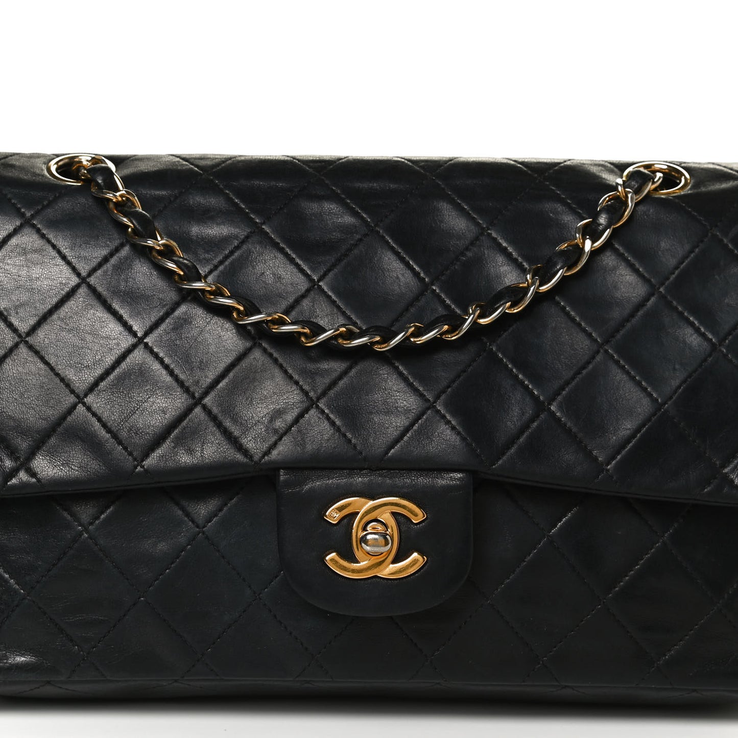 Lambskin Quilted Small Double Flap Black