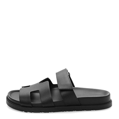 Hermes Calfskin Womens Chypre Sandals 37 Black 1 of 9