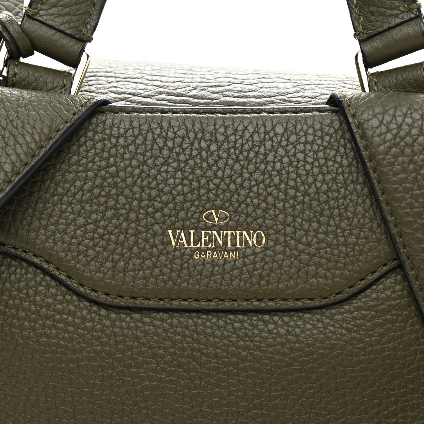 Pebbled Calfskin Rockstud Backpack Army Green