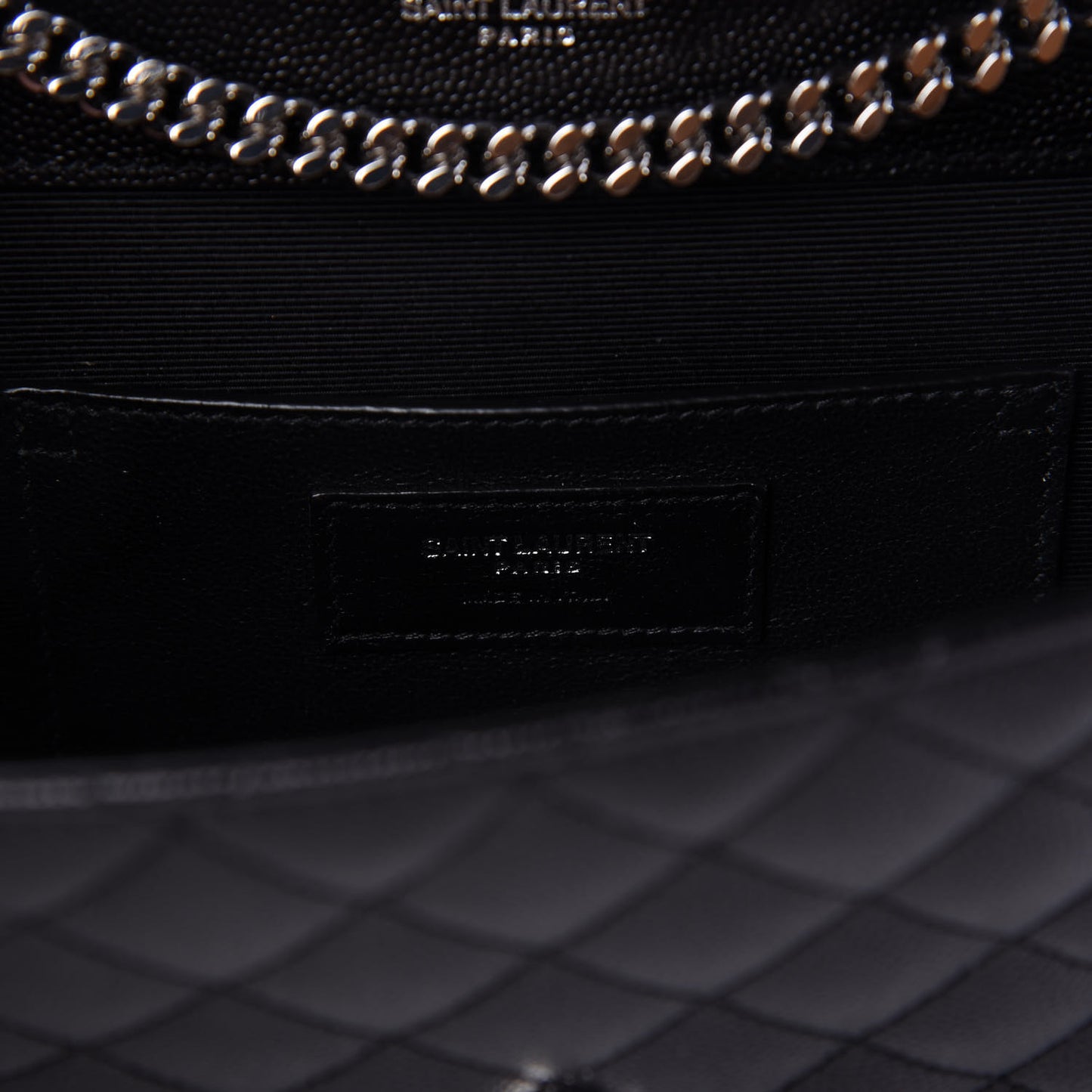 Grain De Poudre Textured Mixed Matelasse Triquilt Small Monogram Satchel Black