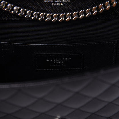 Saint Laurent Grain De Poudre Textured Mixed Matelasse Triquilt Small Monogram Satchel Black 9 of 10