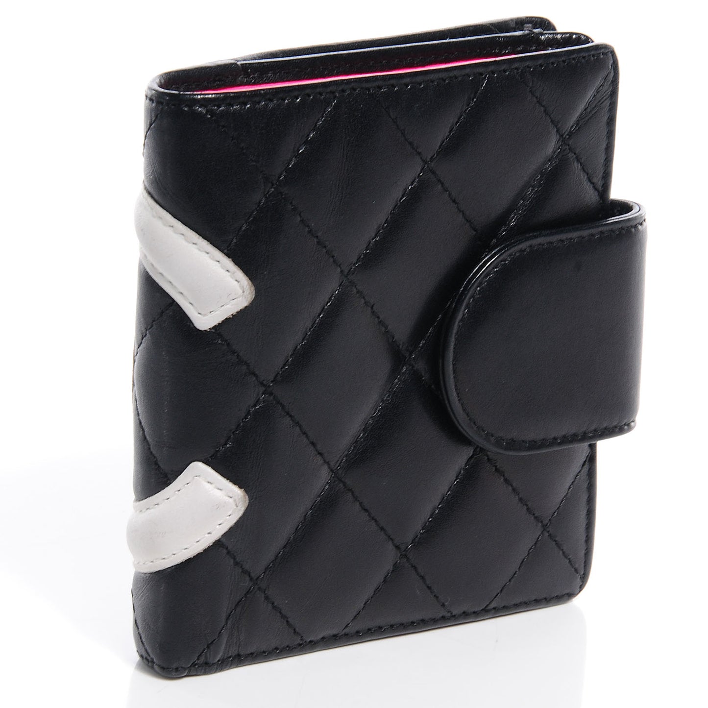 Calfskin Quilted Cambon Bi-Fold Wallet Black White