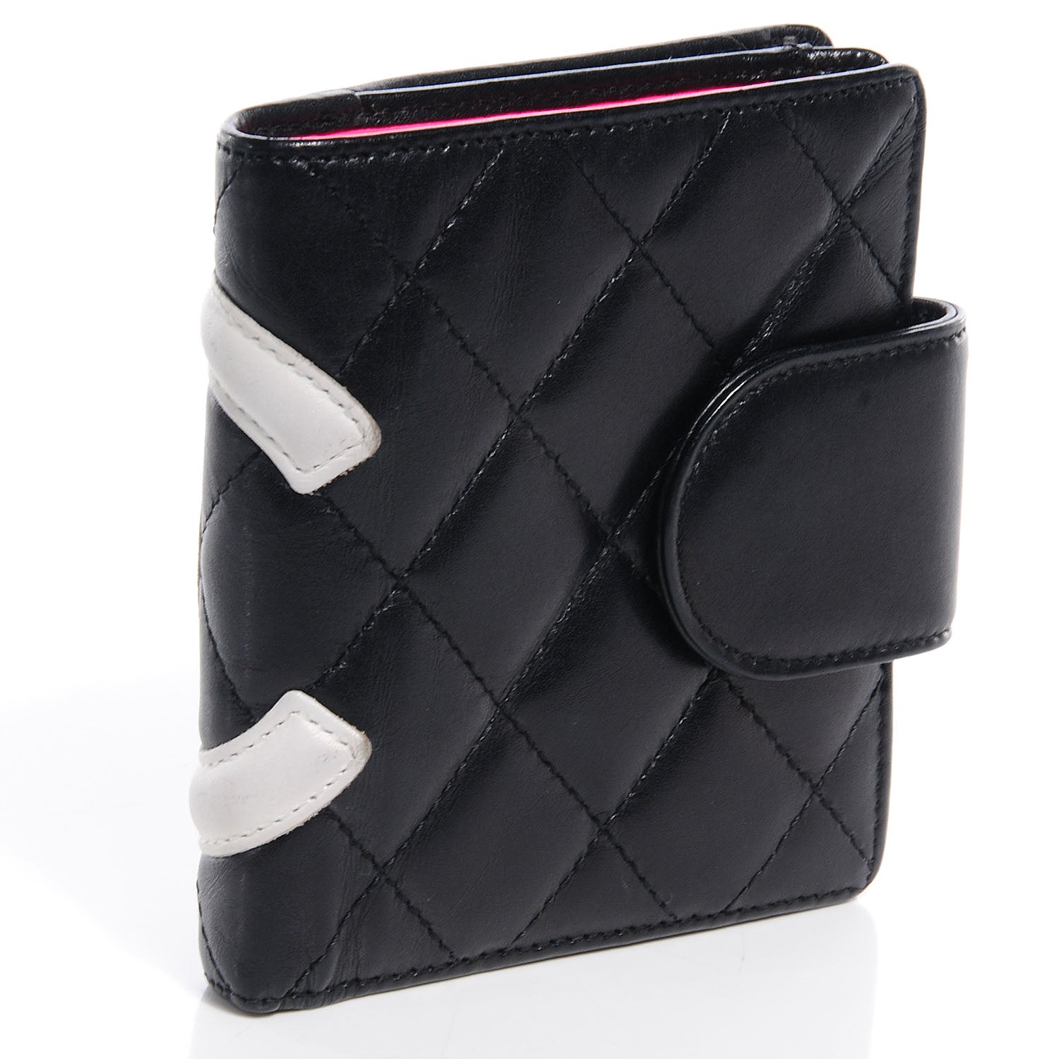 Chanel Calfskin Quilted Cambon Bi-Fold Wallet Black White 3 of 8