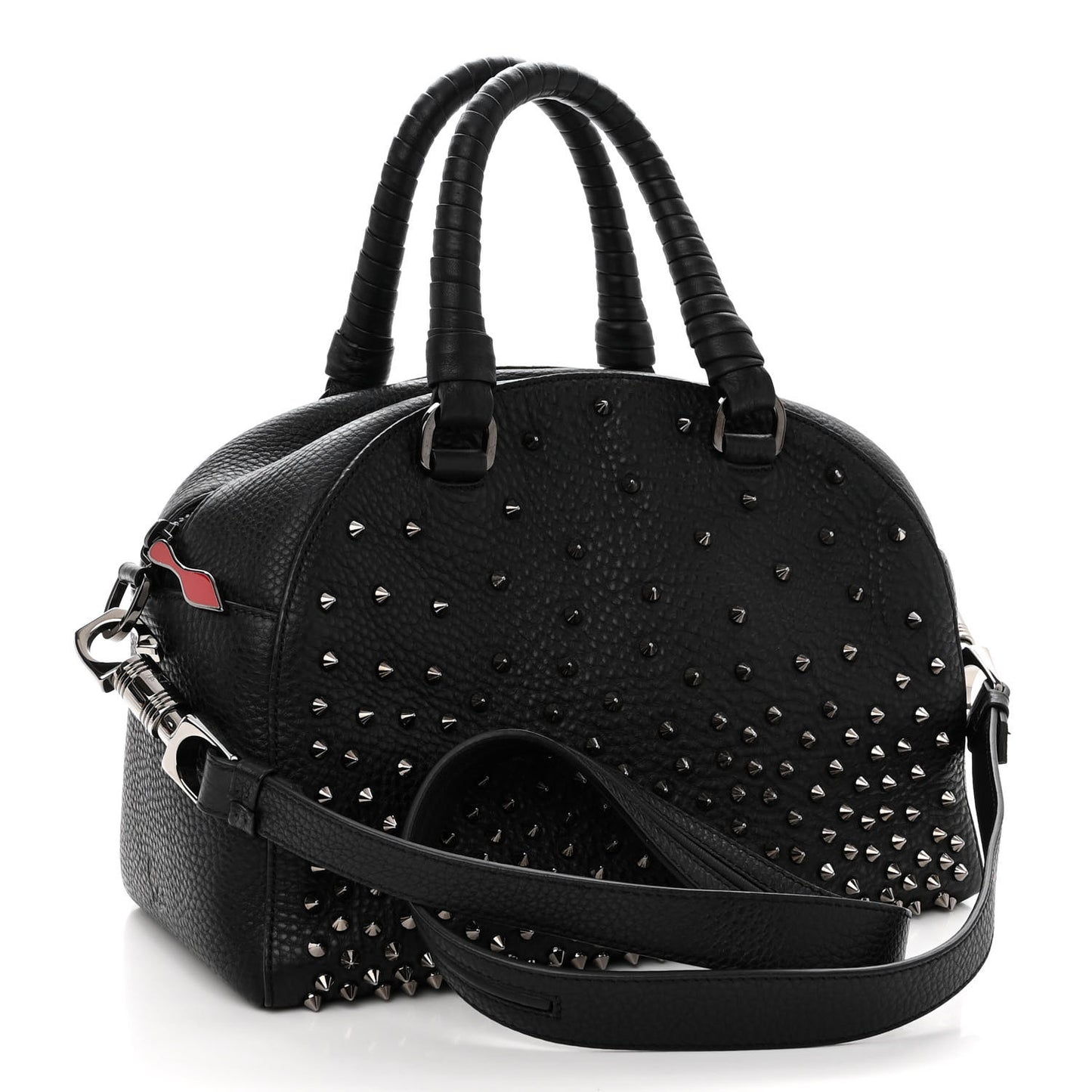 Grained Calfskin Studded Panettone Degrade Dome Bag Black