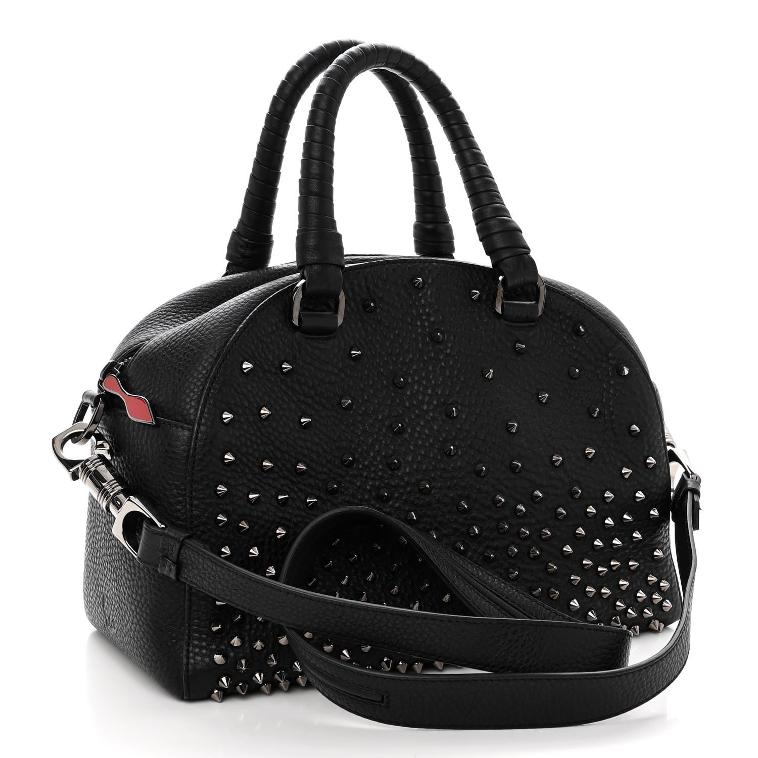 Christian Louboutin Grained Calfskin Studded Panettone Degrade Dome Bag Black 3 of 9