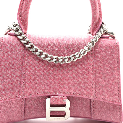 Balenciaga Glitter Fabric Hourglass Top Handle Bag Mini with Chain  Sweet Pink 8 of 10