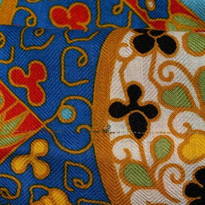 Hermes Cashmere Silk Collections Imperiales Shawl 140 Rouge Bleu Jaune 7 of 8
