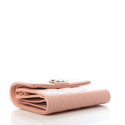 Chanel Caviar Quilted Boy Compact Wallet Rose Clair 4 of 7