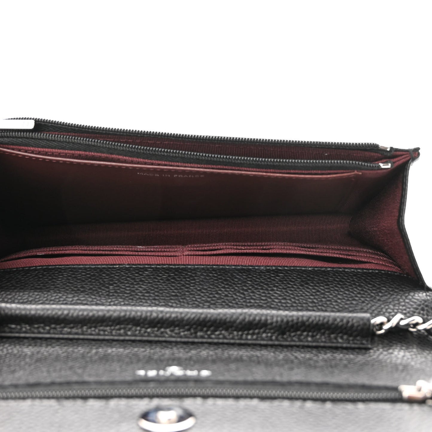 Caviar Quilted Wallet on Chain WOC Black