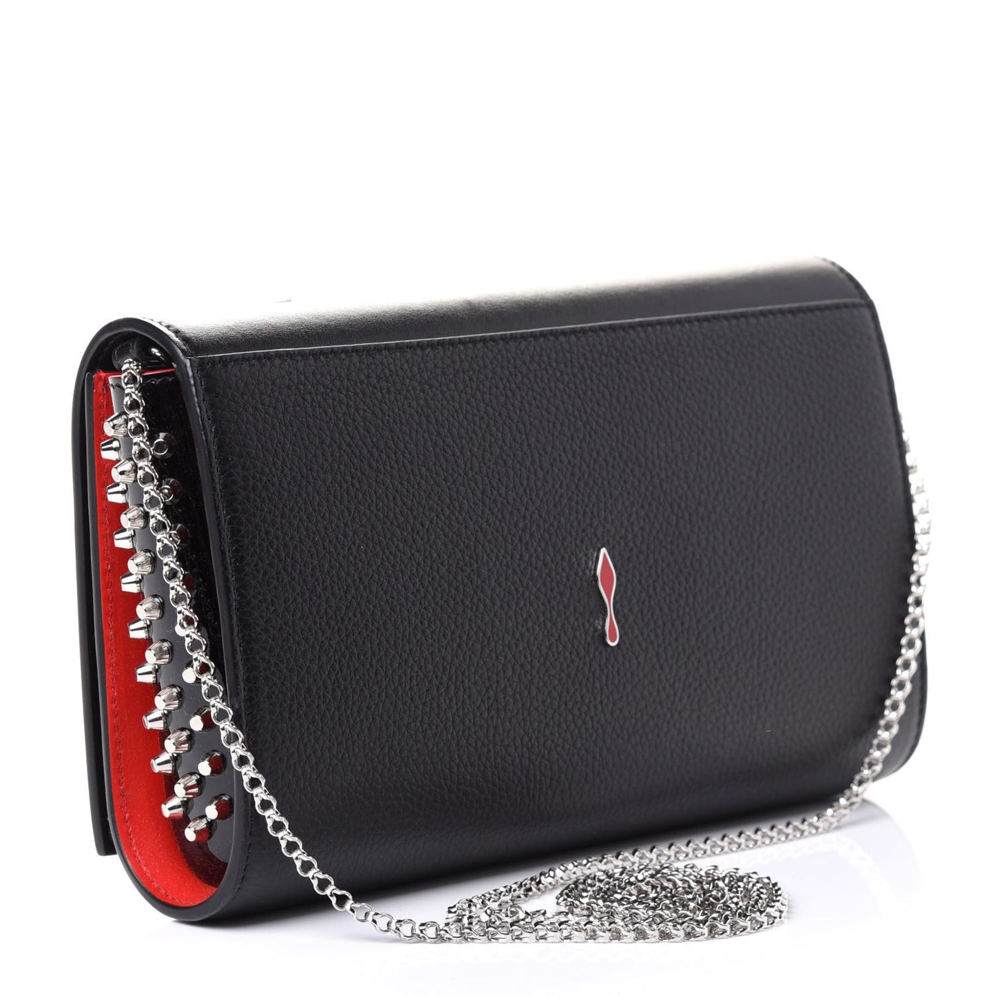 Calfskin Beaded Paloma Loubitag Clutch Black