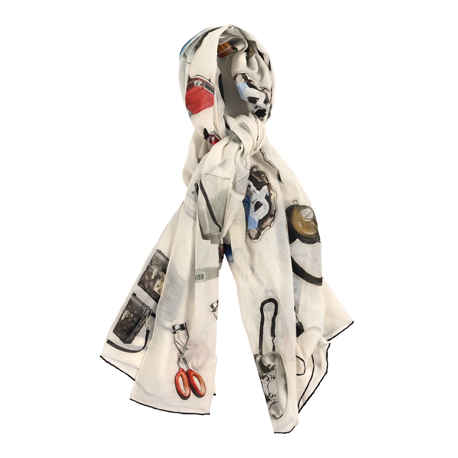Louis Vuitton Cotton Silk Stickers Animation Stole White 1 of 3
