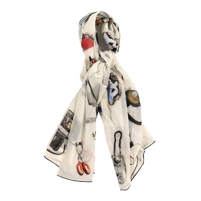 Louis Vuitton Cotton Silk Stickers Animation Stole White 1 of 3