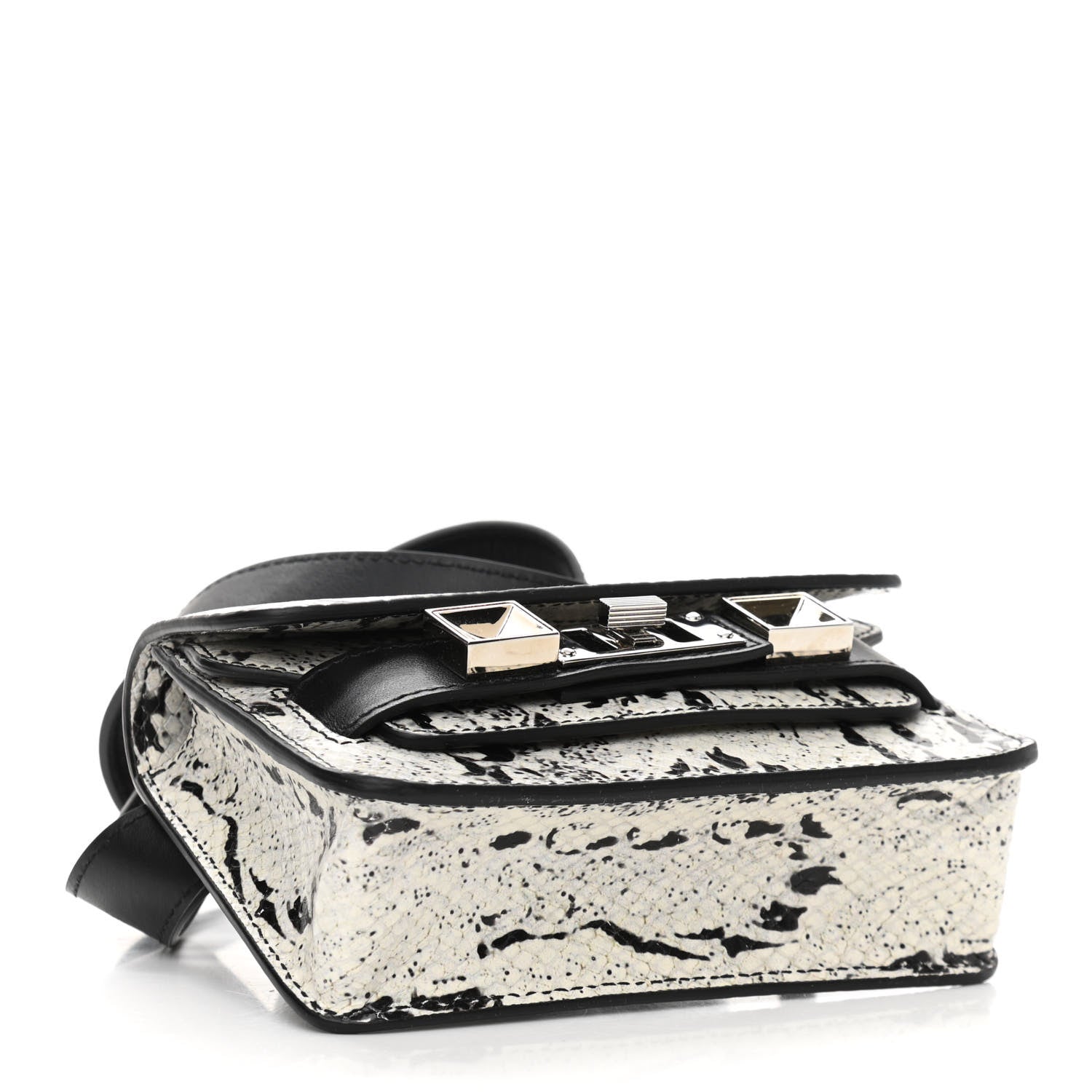 Proenza Schouler Calfskin Snakeskin Embossed Micro PS11 Belt Bag Optic White Black 4 of 10
