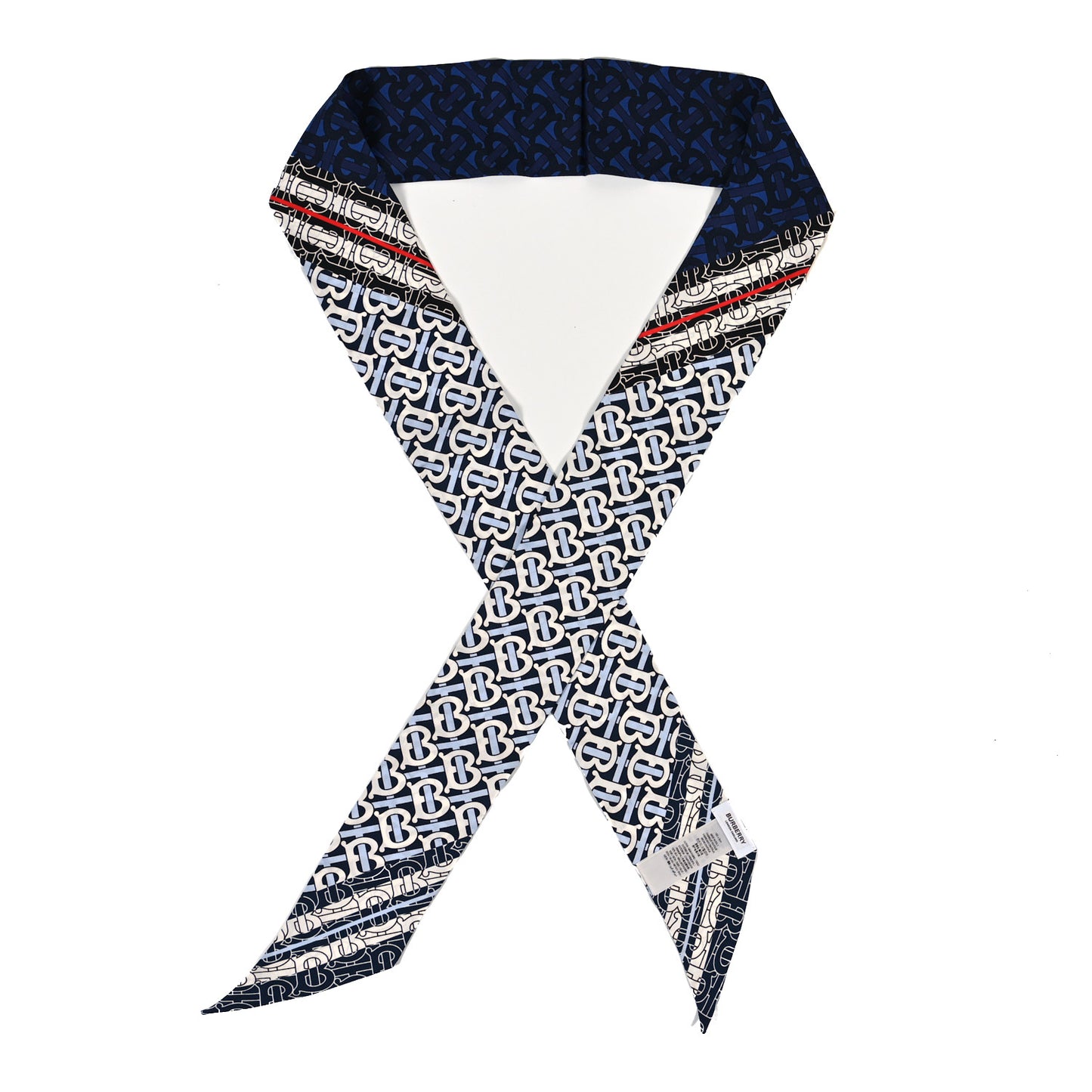 Silk Monogram Print Skinny Scarf Blue