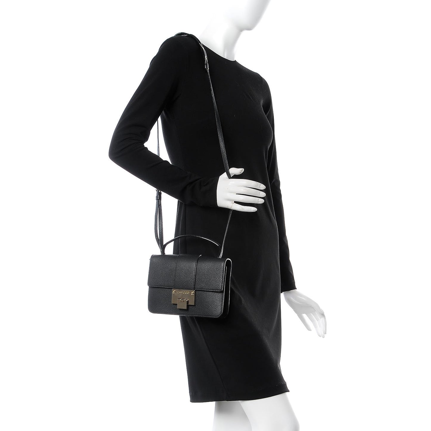 Grainy Pebbled Rebel Crossbody Bag Black