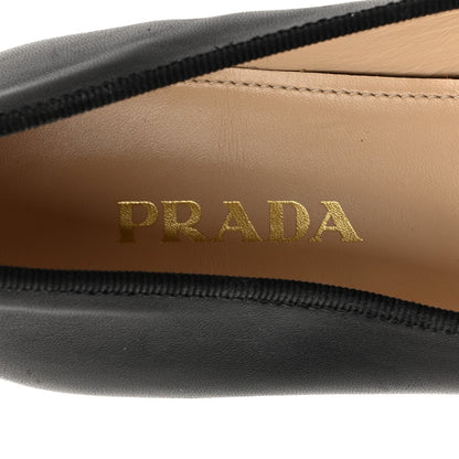 Prada Nappa Vernice Cap Toe Logo Bow Ballerina Flats 40 Black 3 of 5