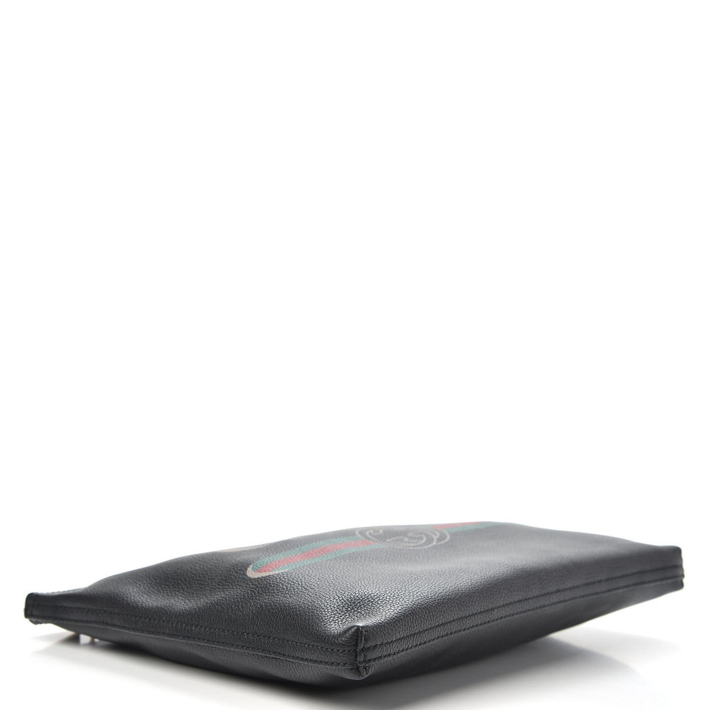 Pebbled Calfskin Medium Logo Portfolio Clutch Black