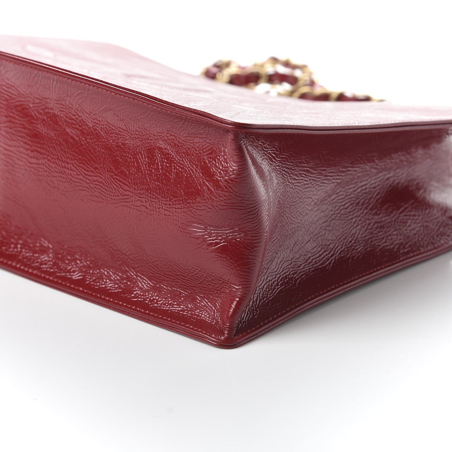 Shiny Aged Calfskin Shopping Bag Red