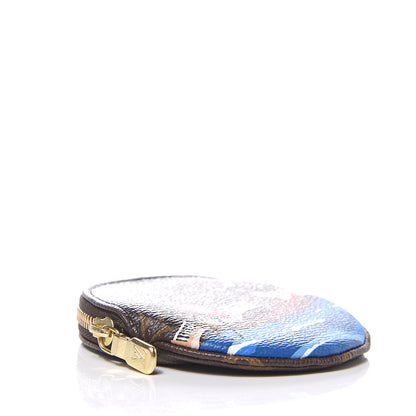 Louis Vuitton Monogram 2019 Christmas Animation Round Coin Purse Blue 3 of 6