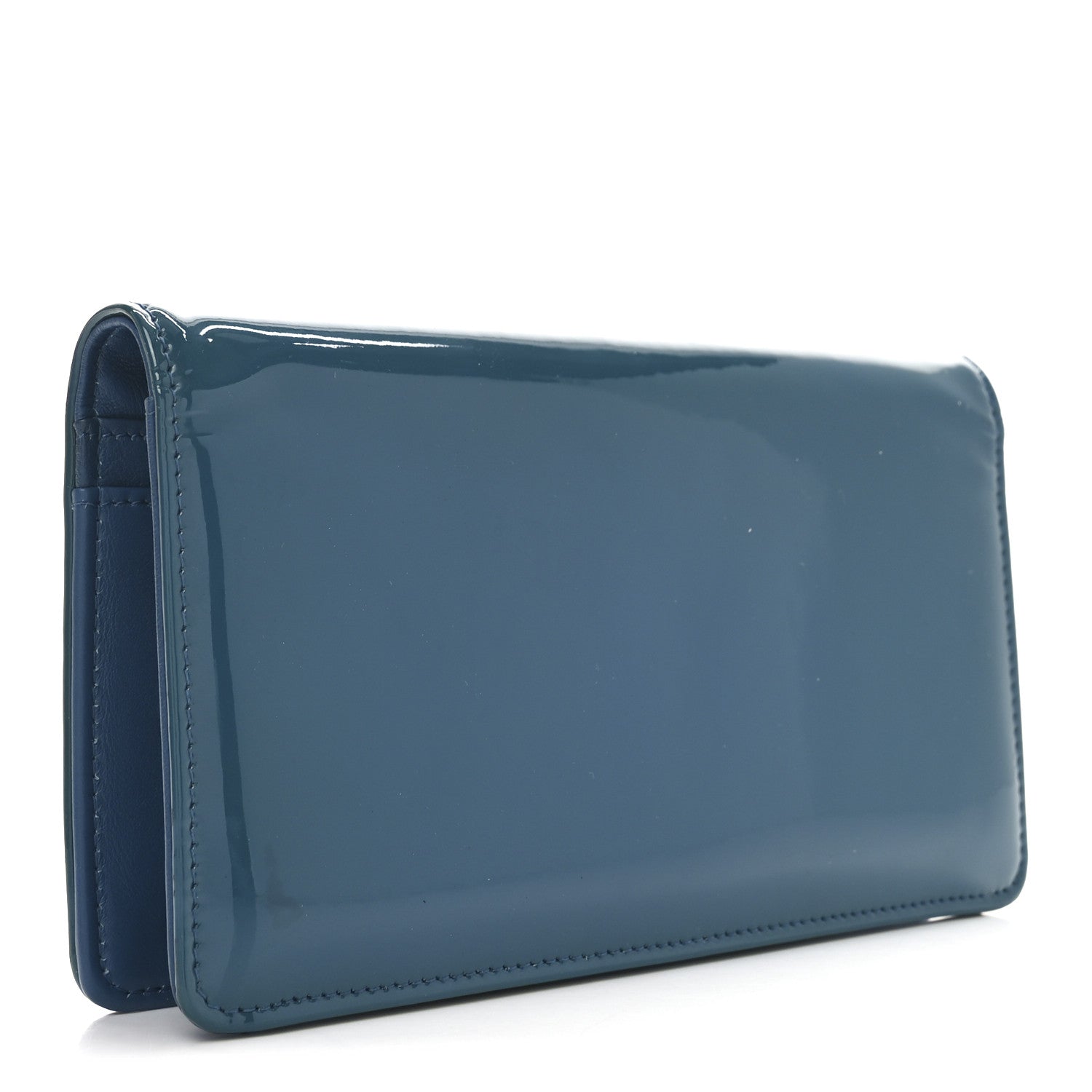 Chanel Patent CC Trousse Maquil Yen Wallet Blue 2 of 8