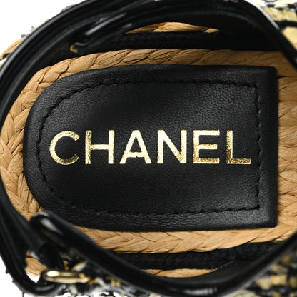 Chanel Tweed Patent Calfskin Velcro Dad Sandals 35 Yellow Black Gray 6 of 9