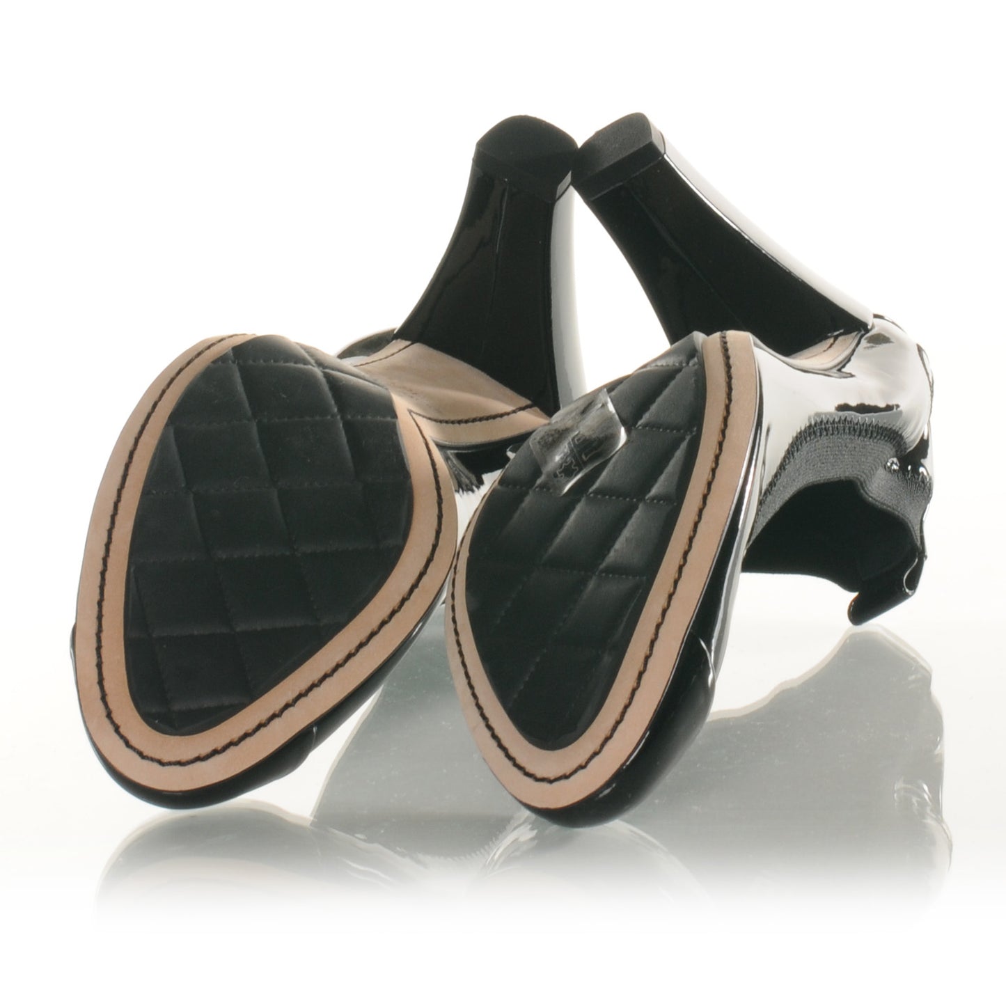 Patent Elastic Cap Toe Ballet Heels 36.5 Black