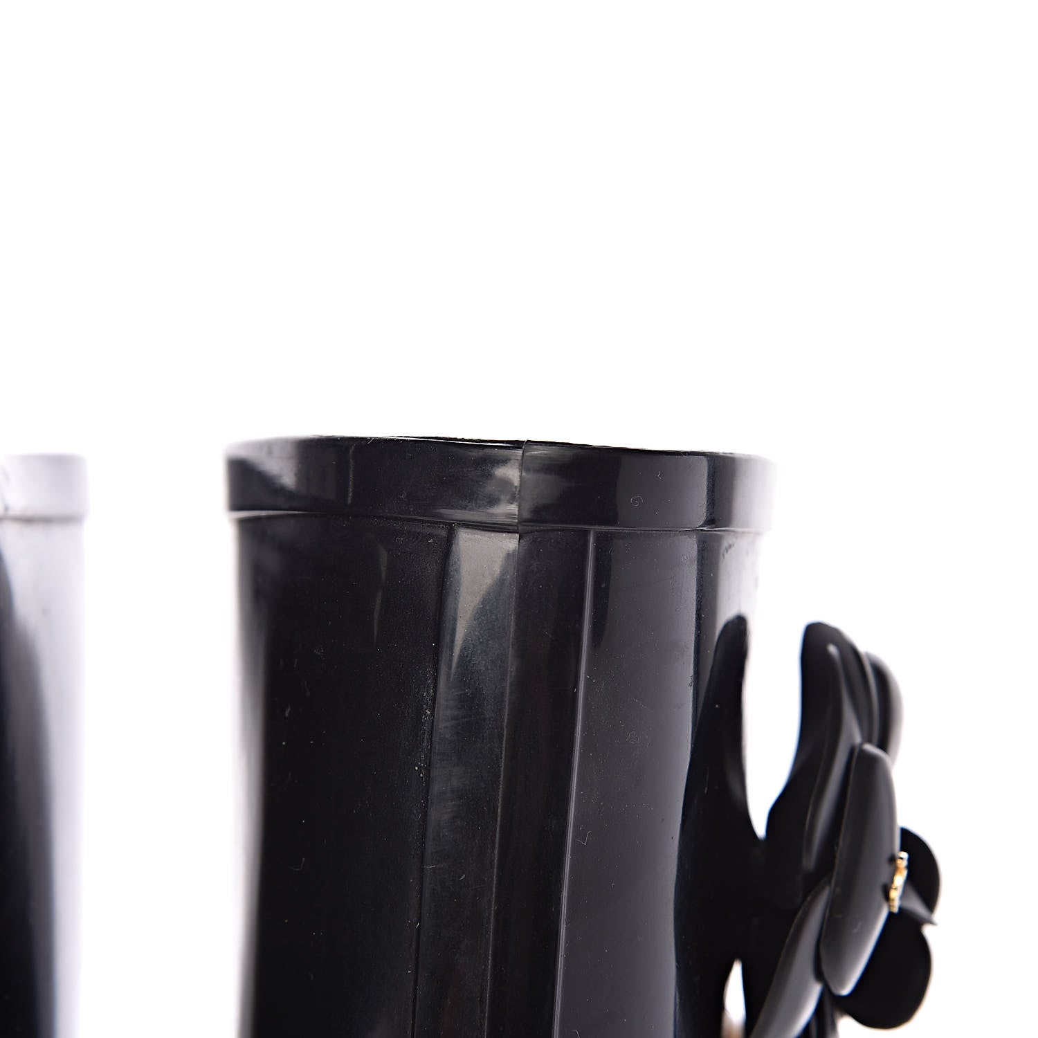 Chanel Rubber Camellia Rain Boots 40 Black 9 of 18
