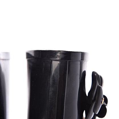 Chanel Rubber Camellia Rain Boots 40 Black 9 of 18