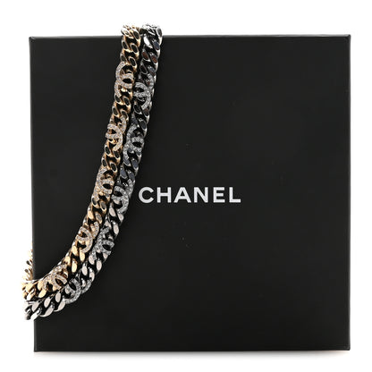 Chanel Crystal Chain CC Link Choker Gold Ruthenium 7 of 7