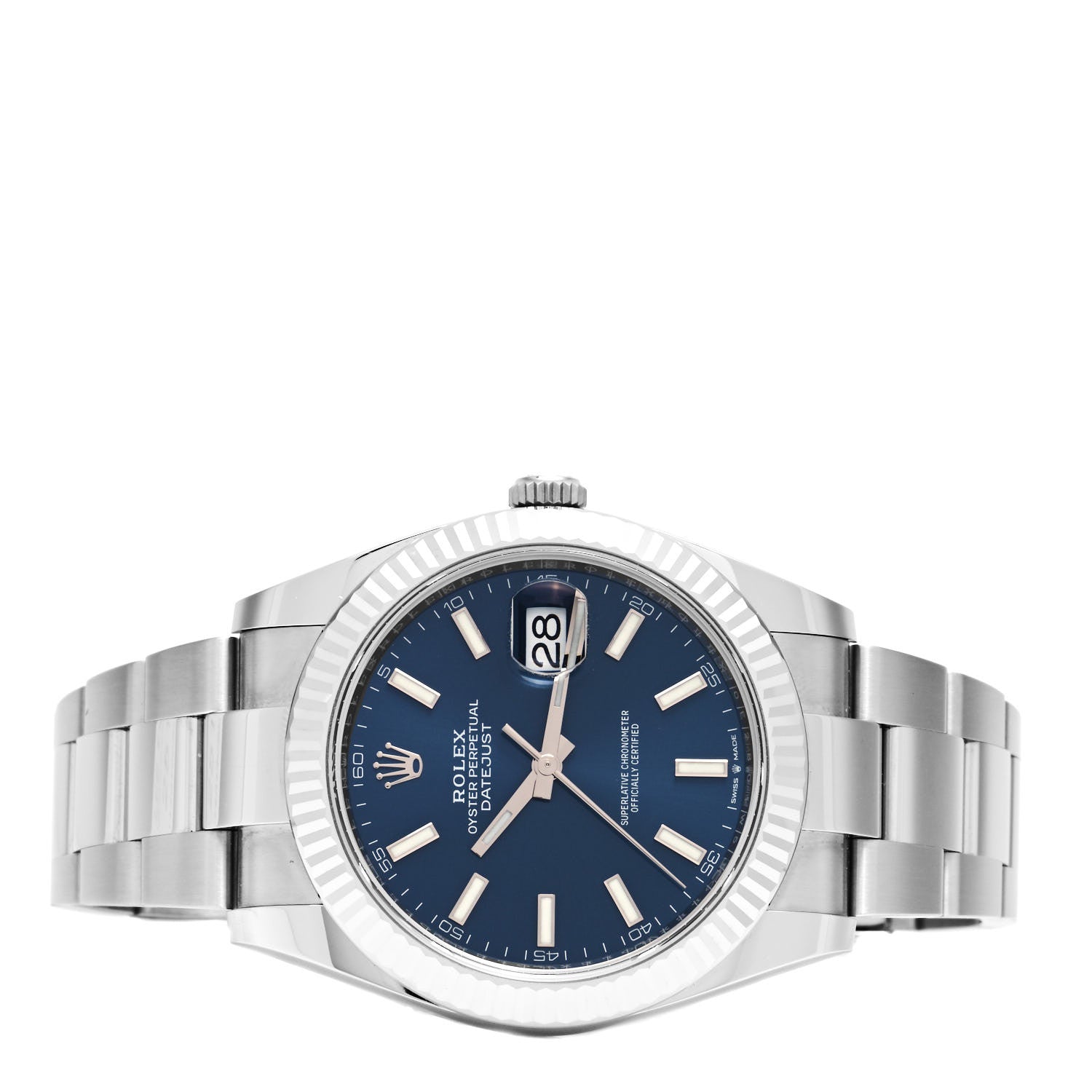 Rolex Stainless Steel 18K White Gold 41mm Oyster Perpetual Datejust Watch Bright Blue 126334 2 of 5