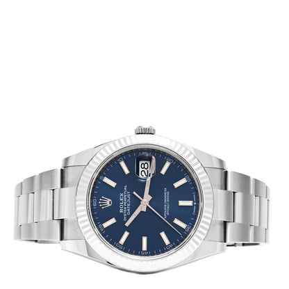 Rolex Stainless Steel 18K White Gold 41mm Oyster Perpetual Datejust Watch Bright Blue 126334 2 of 5
