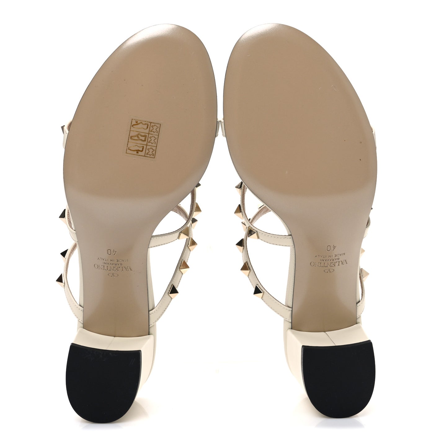 Calfskin Rockstud 60mm Caged Slide Sandals 40 Light Ivory
