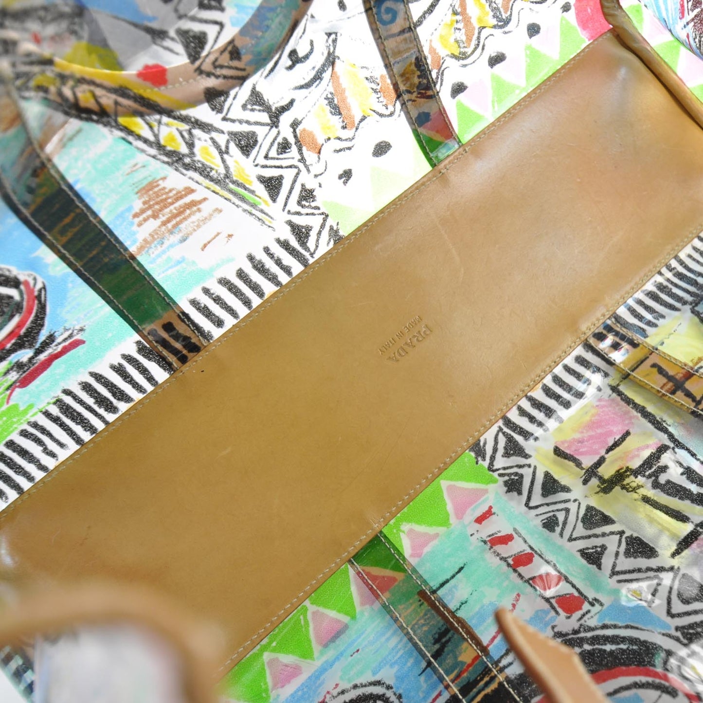 Vinyl Calfskin Transparent Venice Printed Tote