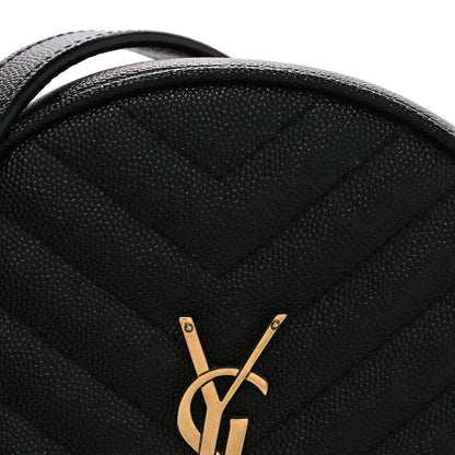 Saint Laurent Grain De Poudre Matelasse Chevron Quilted Round Vinyle Camera Bag Black 8 of 11