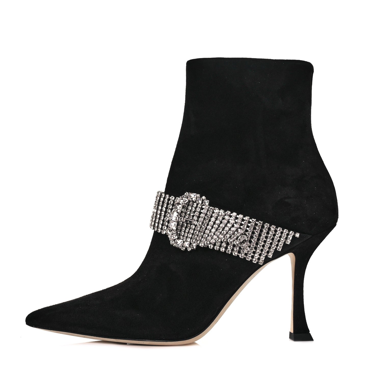 Suede Crystal Kaza 90 Booties 36.5 Black