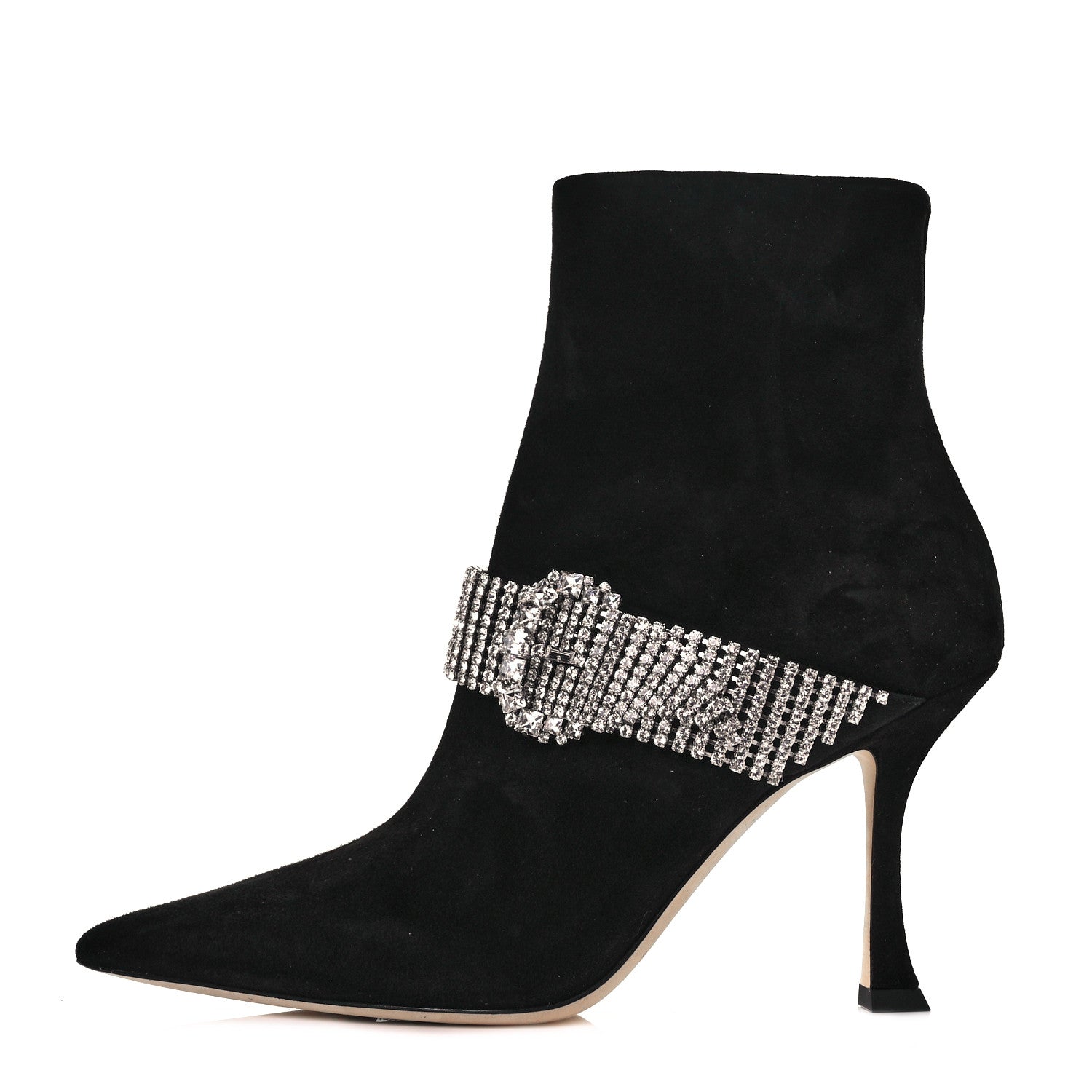 Jimmy Choo Suede Crystal Kaza 90 Booties 36.5 Black 1 of 9