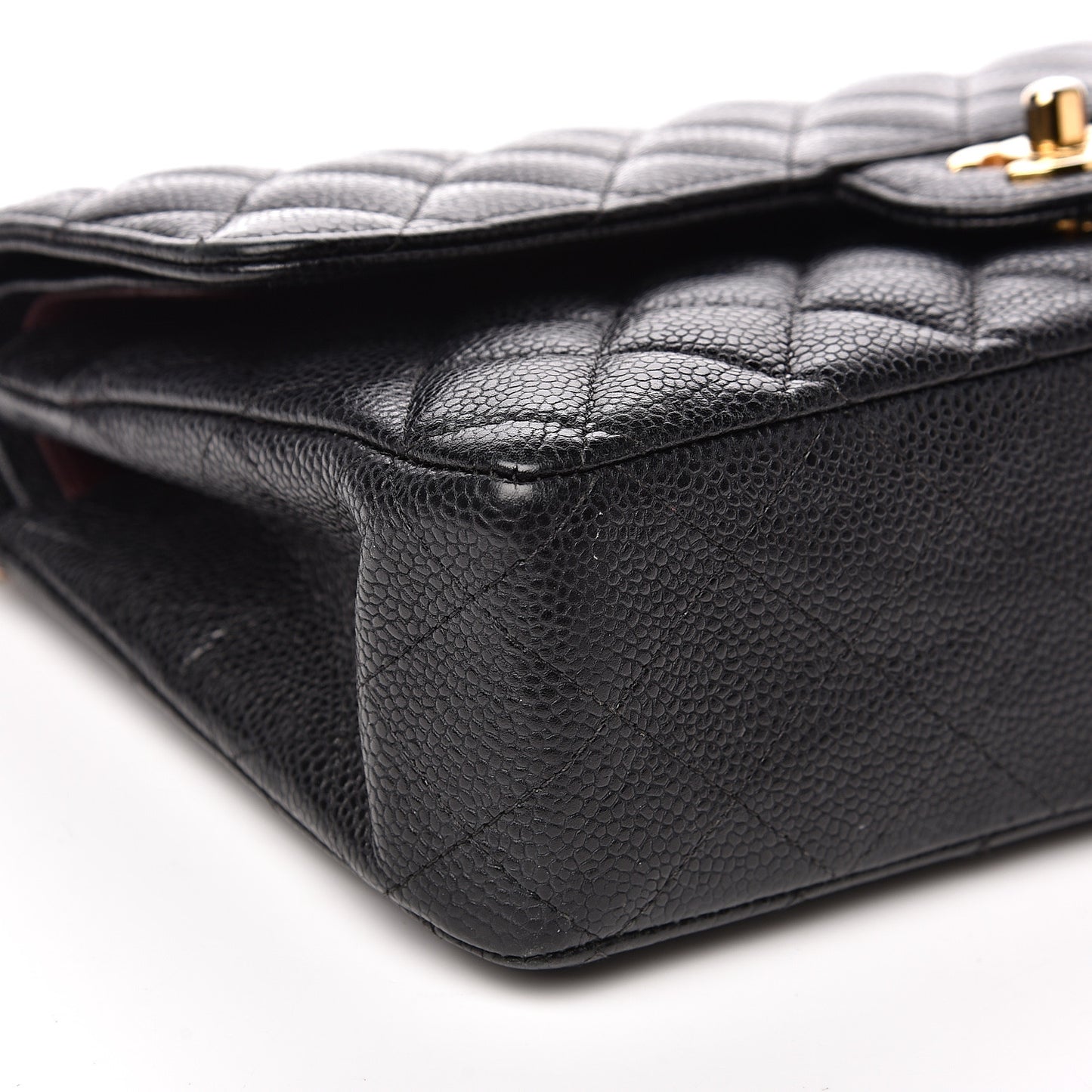 Caviar Quilted Medium Double Flap Black