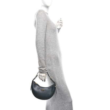 Prada Soft Calfskin Arque Shoulder Bag Black 2 of 10