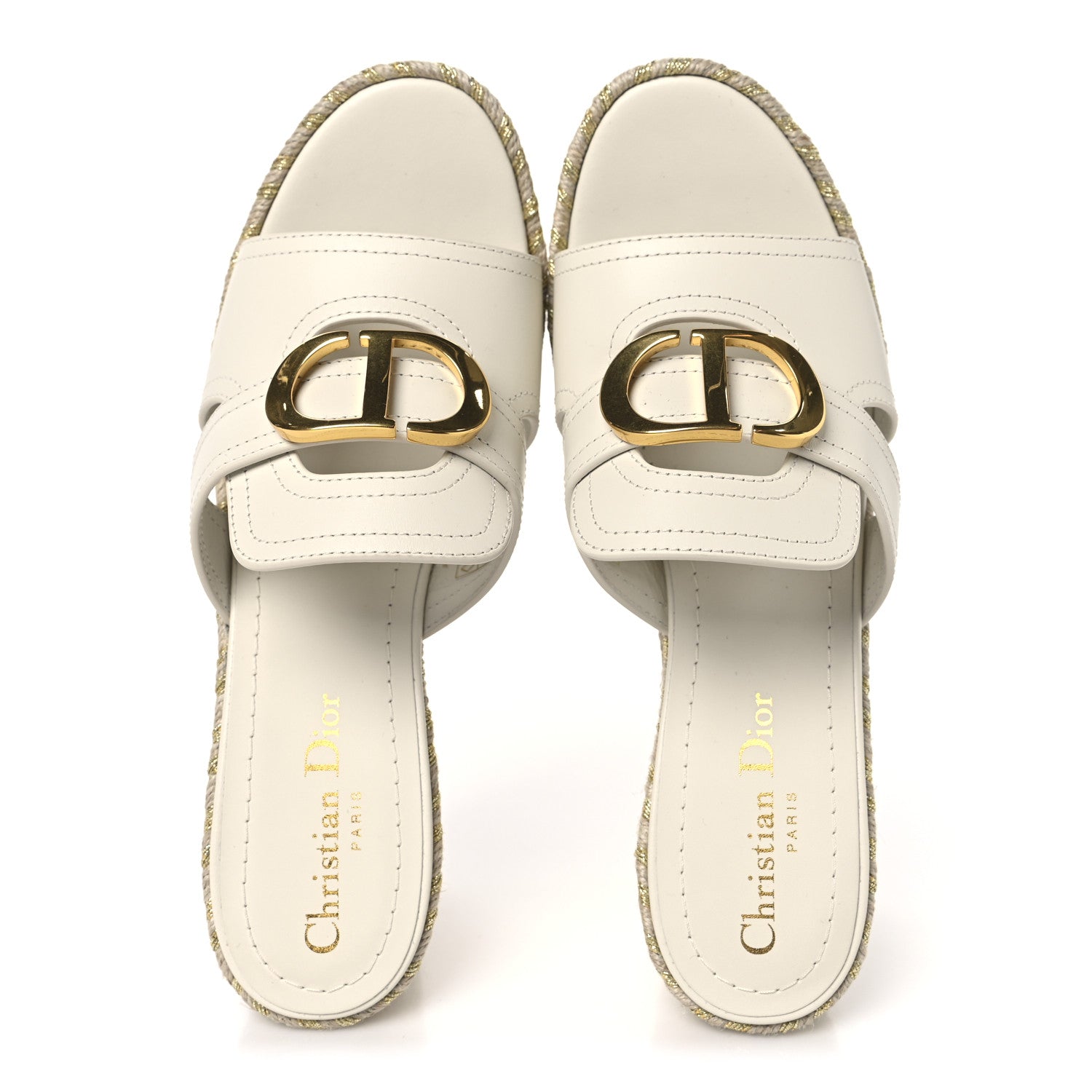 Christian Dior Calfskin 30 Montaigne Wedge Slide 38.5 Off White 2 of 8