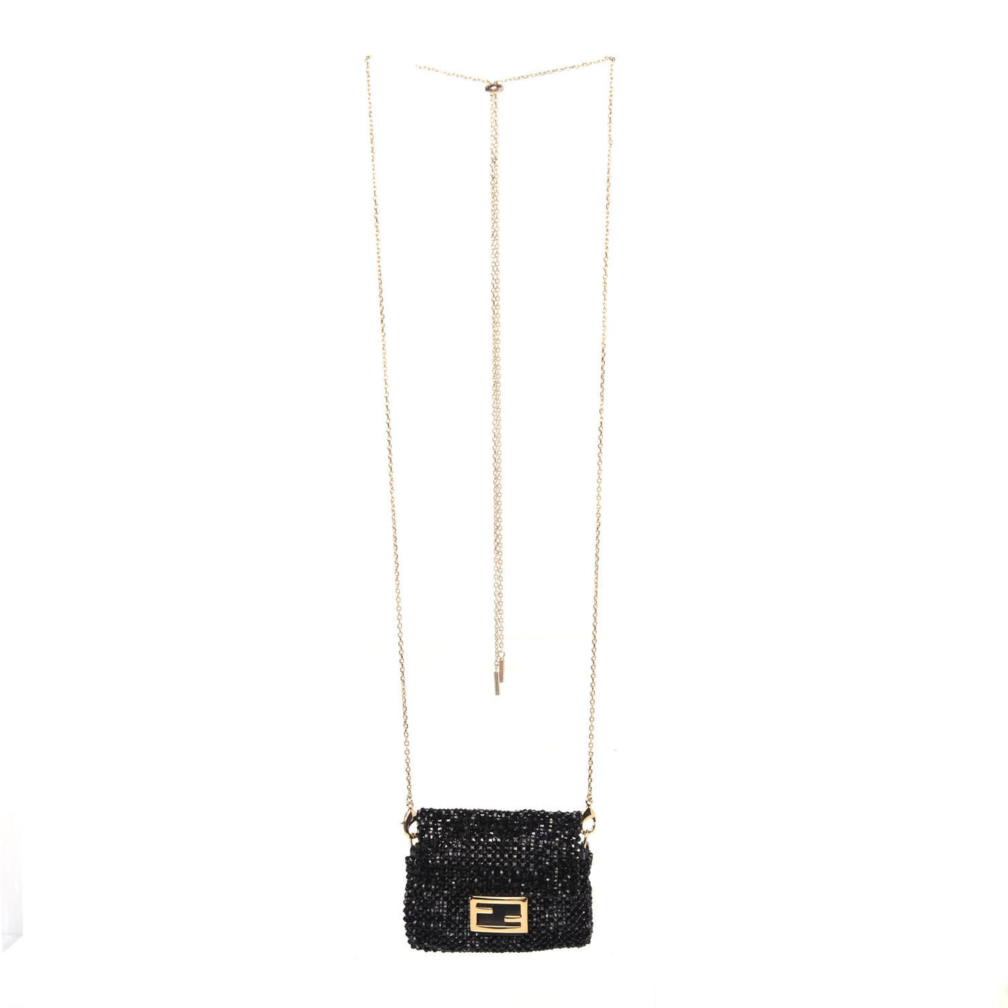 Crystal Vitello King Beaded Mini Pico Baguette Charm Black