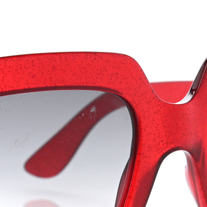 Gucci Acetate Square Frame Sunglasses GG0053S Glitter Red 9 of 11