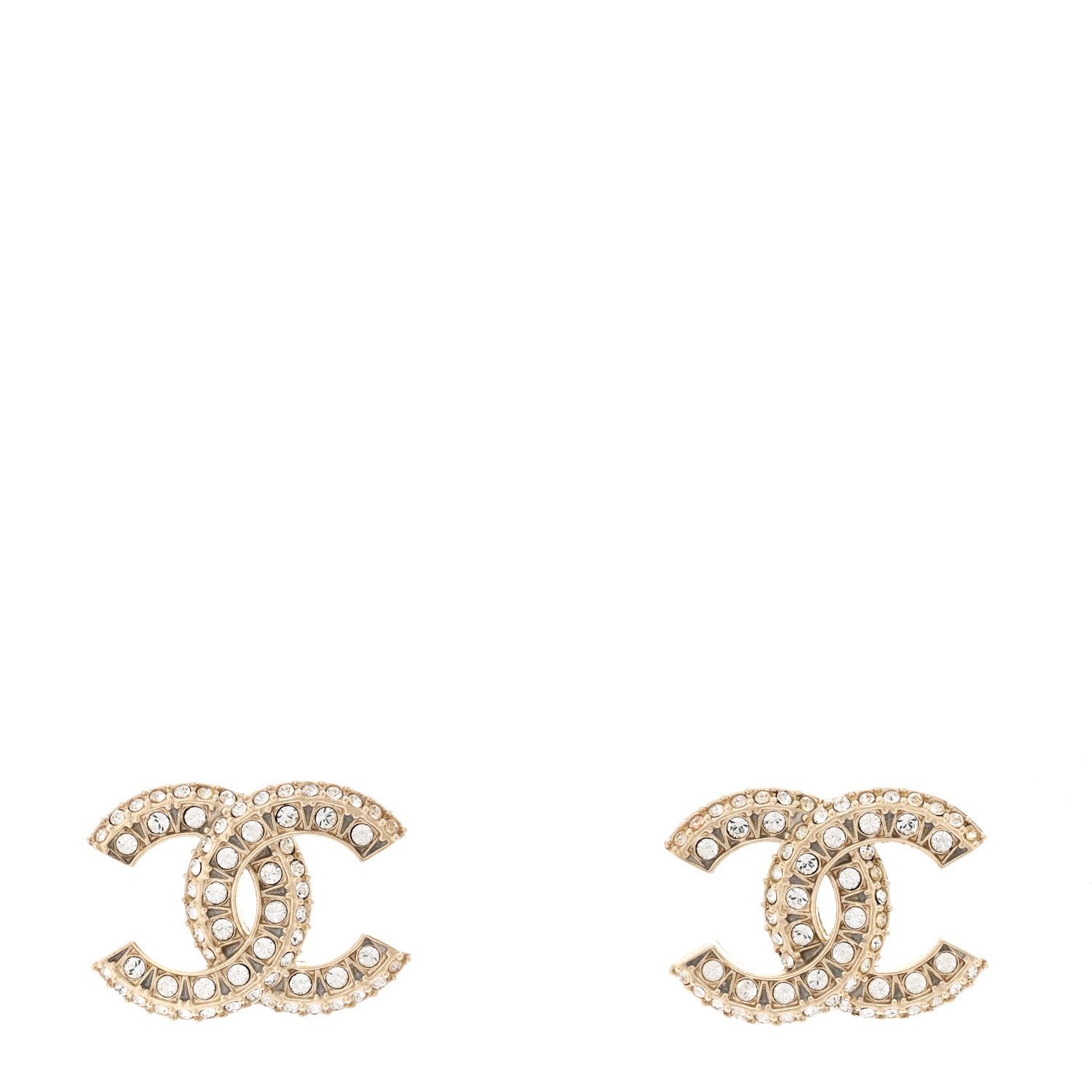 Chanel Crystal Timeless CC Earrings Light Gold 1 of 5
