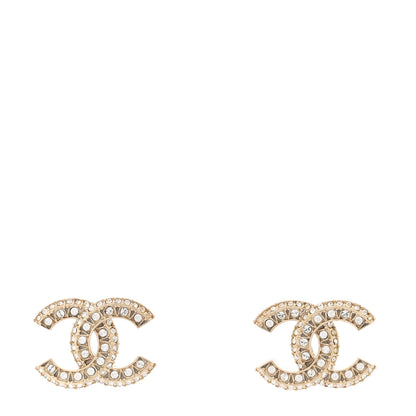 Chanel Crystal Timeless CC Earrings Light Gold 1 of 5