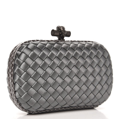 Bottega Veneta Satin Intreccio Impero Ayers Knot Clutch Light Grey 3 of 6