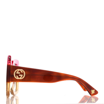 Gucci Acetate Square Frame Sunglasses GG0083S Glitter Pink Multi 3 of 10
